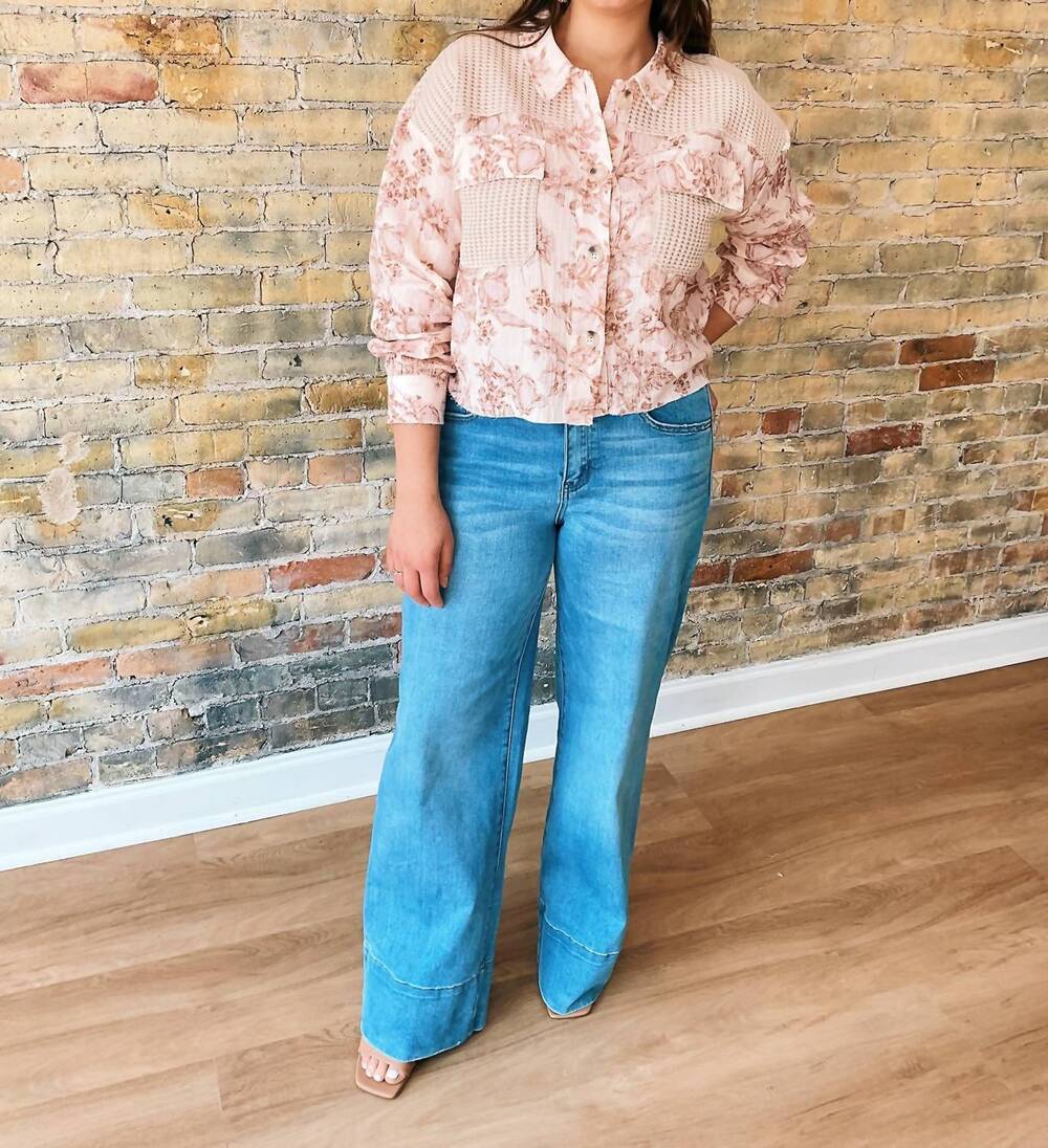 NEW VERVET BY FLYING MONKEY tina wide leg trousers in warm blue